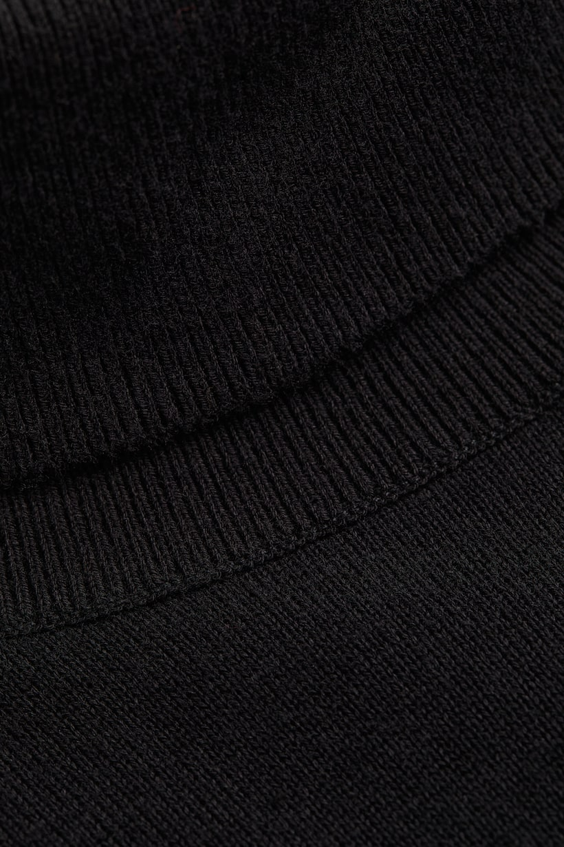 Slim Fit Fine-knit Turtleneck Sweater - Black