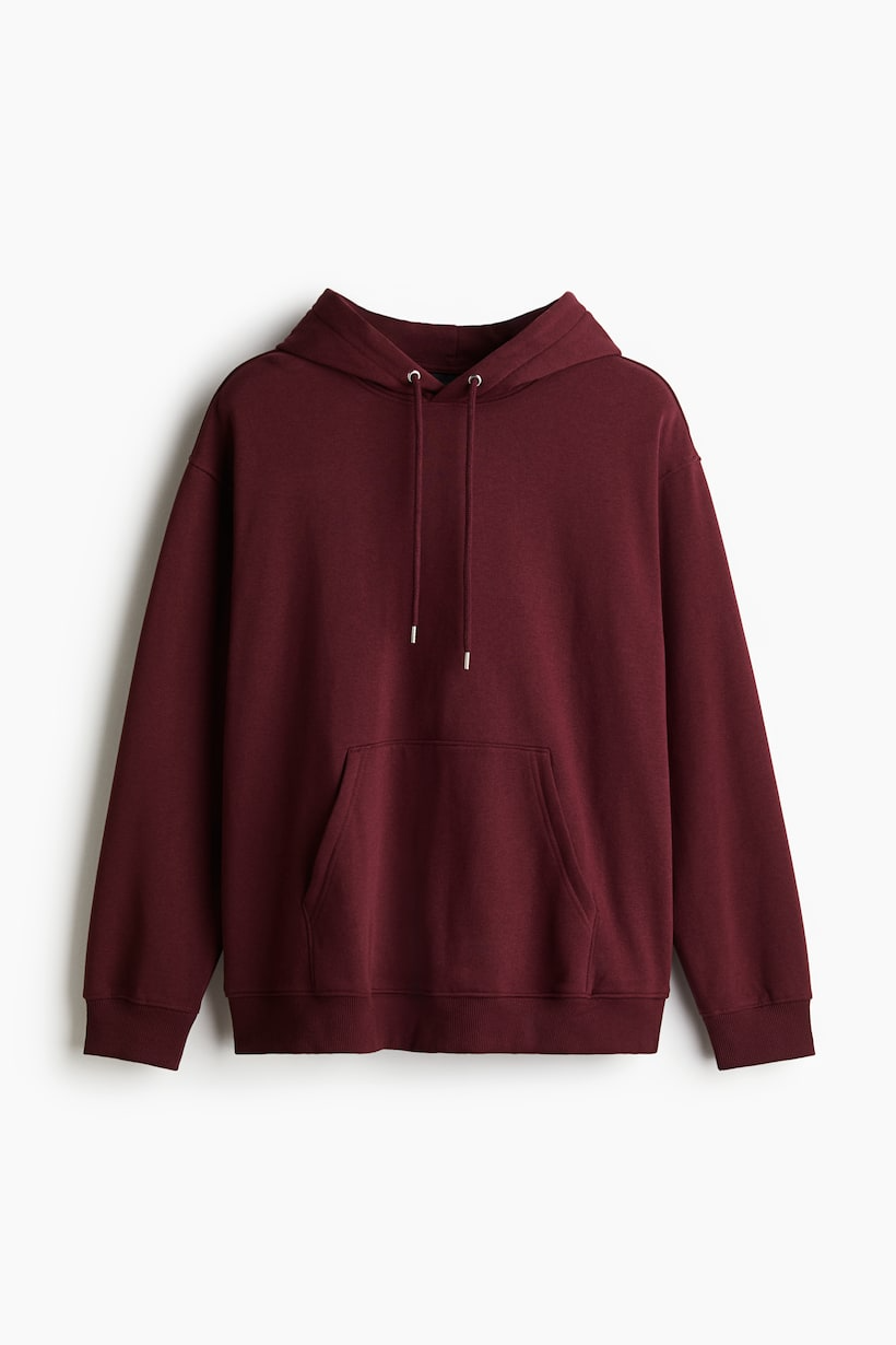 Basic Loose Fit Hoodie - Burgundy