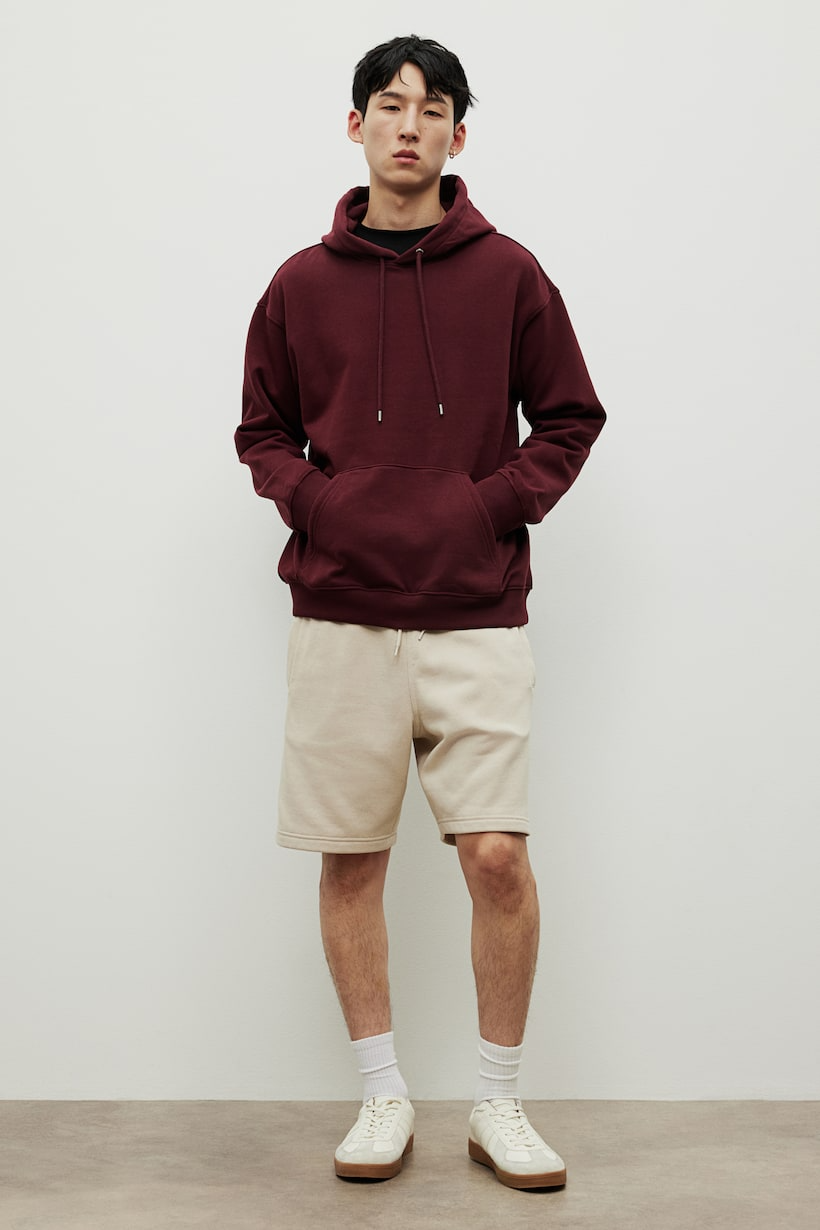 Basic Loose Fit Hoodie - Burgundy