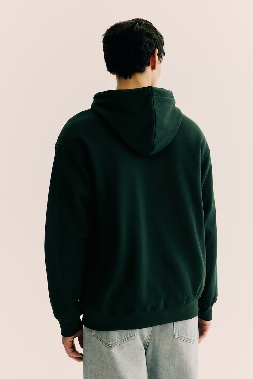 Basic Loose Fit Hoodie - Forest Green