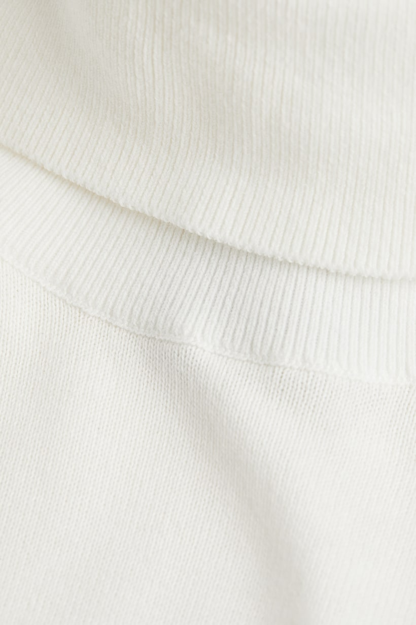 Slim Fit Fine-knit Turtleneck Sweater - White