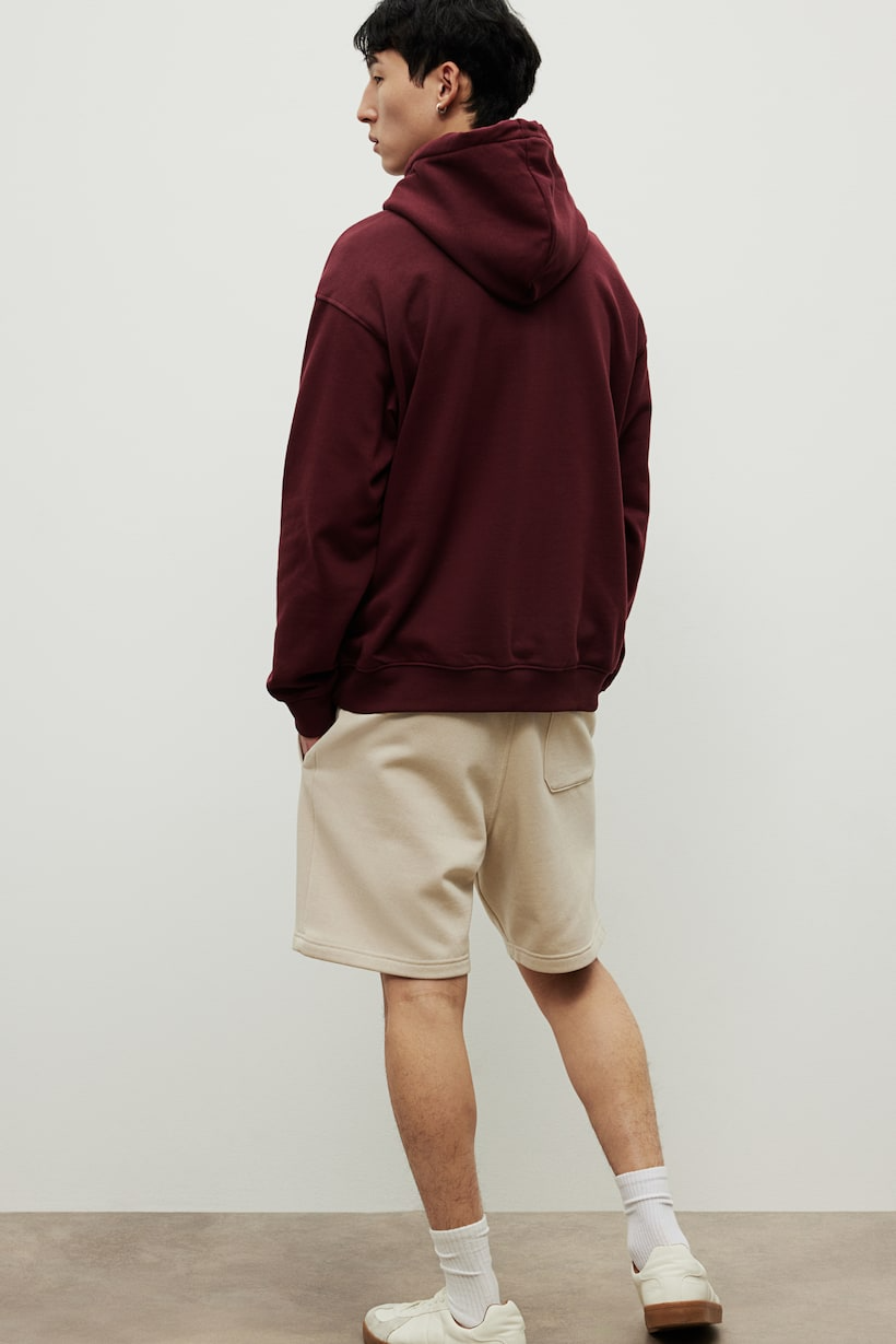 Basic Loose Fit Hoodie - Burgundy