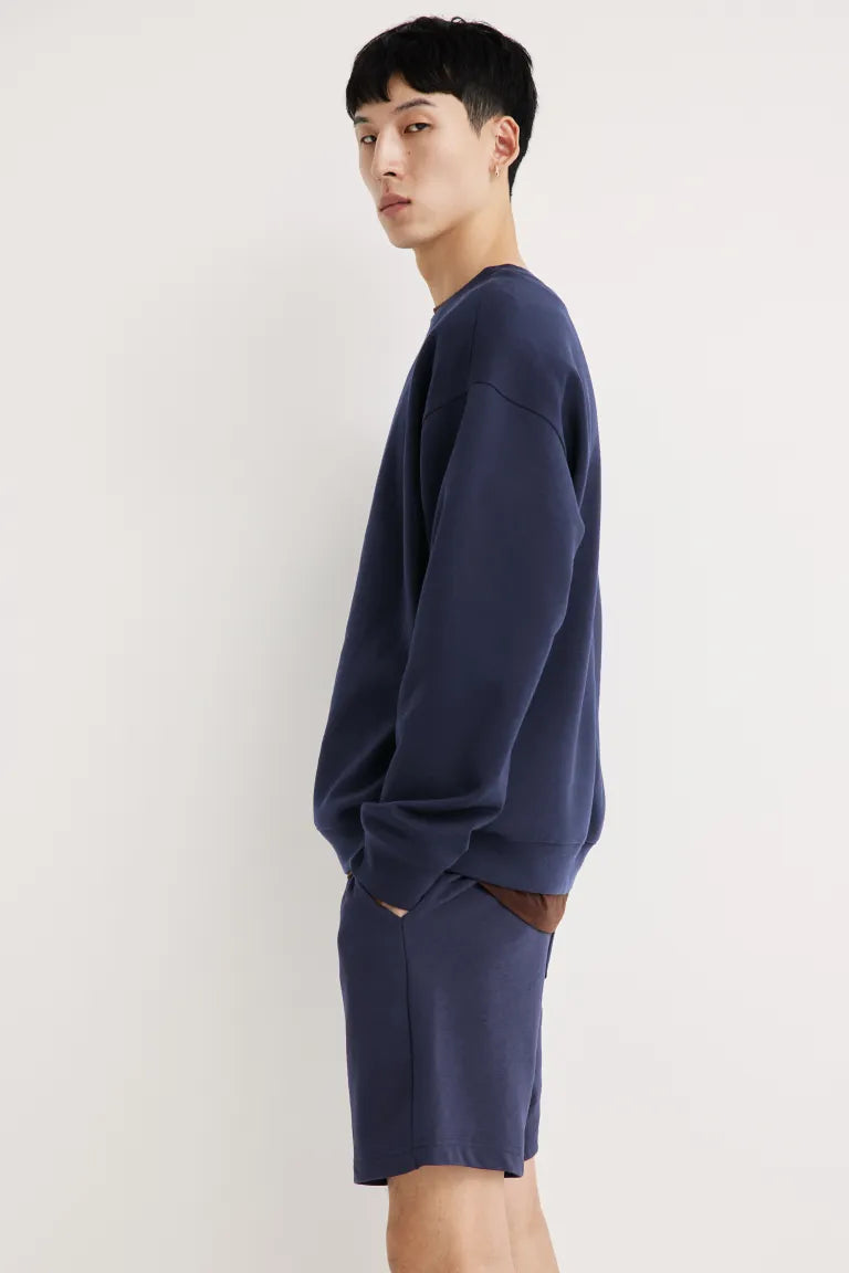 Loose Fit Sweatshirt - Navy Blue