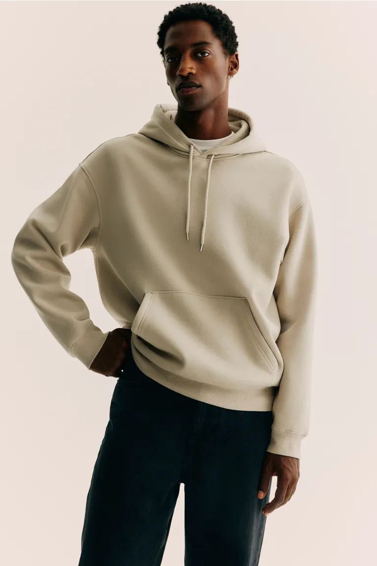 Basic Loose Fit Hoodie - Khaki