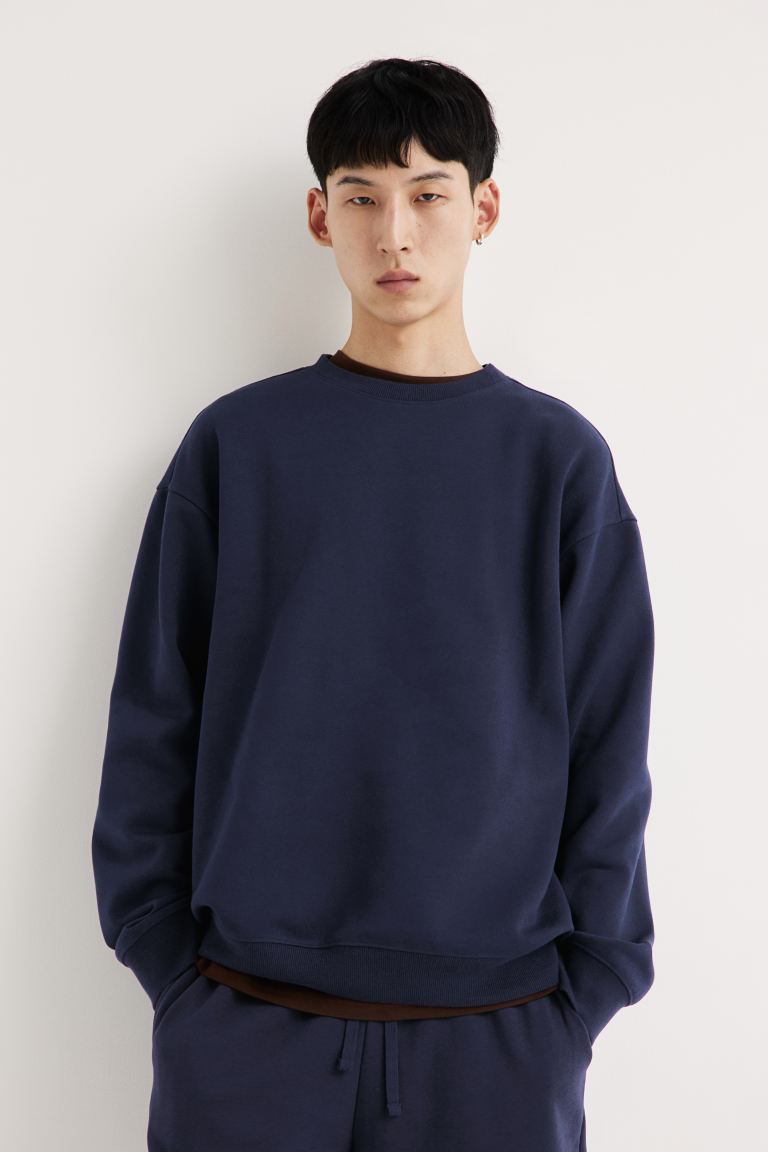 Loose Fit Sweatshirt - Navy Blue