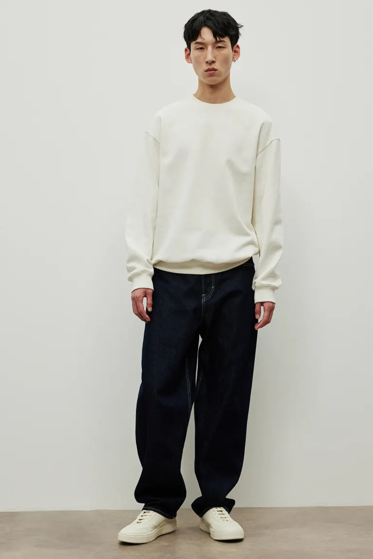 Loose Fit Sweatshirt - Cream