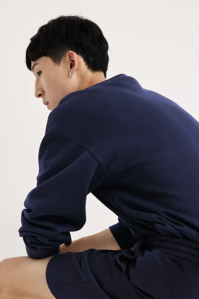 Loose Fit Sweatshirt - Navy Blue