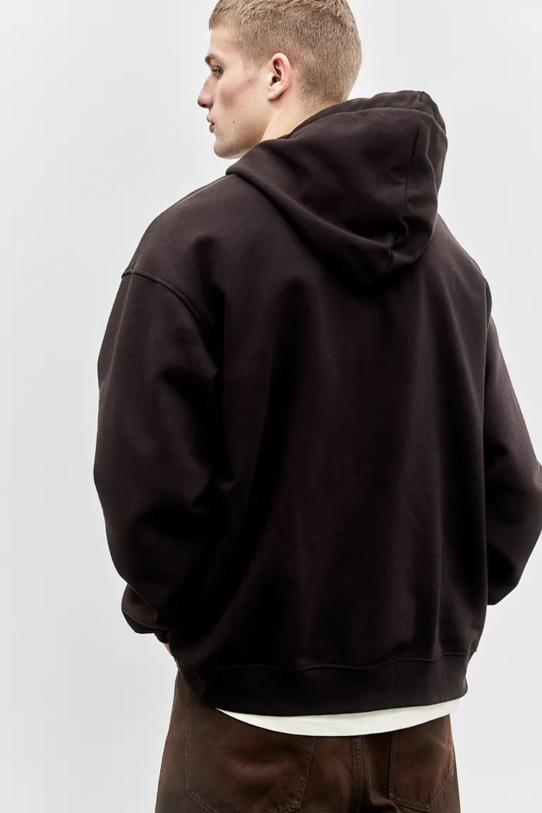 Basic Loose Fit Hoodie - Brown